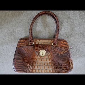 Brahmin handbag-signature croc-embossed leather.